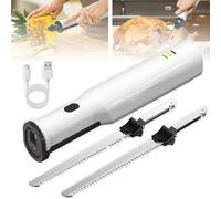 Mavdecll Couteau à découper la Viande électrique, Couteau à Pain sans Fil avec 2 Lames dentelées en Acier Inoxydable de 8", 1S Quick Start One, pour découper Le Pain, la Dinde, la volaille