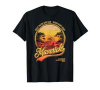 Mavericks Half Moon Bay Surf Rétro Coucher de Soleil T-Shirt