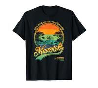 Mavericks Half Moon Bay Surf Rétro Coucher de Soleil T-Shirt
