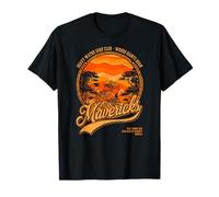 Mavericks Half Moon Bay Surf Rétro Coucher de Soleil T-Shirt
