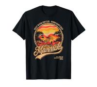 Mavericks Half Moon Bay Surf Rétro Coucher de Soleil T-Shirt