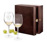 Maverton 2 Verres à Vin en Cristal - 350 ml - Verres Personnalisés pour le couple marié - Cadeau d’anniversaire pour chaque Couple - Petite Verre pour parents - Love