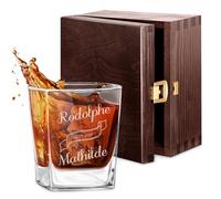 Maverton 250ml Verre à whisky personnalisé pour couples - Cadeau d’anniversaire- Pour les connaisseurs de whisky - Cadeau personnalisé pour jeunes mariés - Classique