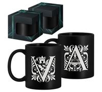 Maverton 2x Tasse Personnalisable - Ensemble de Mugs Café pour Monsieur Madame - Personnalisé - Cadeau Mariage - Cadeau Couple - Tasse à Café 330ml avec coffret cadeau - noir mat - initiales
