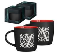 Maverton 2x Tasse Personnalisable - Set 2x Mug personnalisé - Cadeau Personnalisé Anniversaire Mariage - Couple Couple Saint Valentin - Tasse a cafe rouge avec prénom - initiales