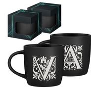Maverton 2x Tasse Personnalisable - Set 2x Mug personnalisé - Cadeau Personnalisé Anniversaire Mariage - Couple Couple Saint Valentin - Tasse a cafe noire avec prénom - initiales