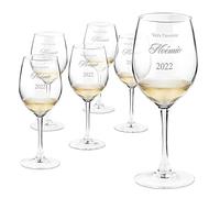 Maverton 6 Verres à Vin en Cristal pour elle - 6 Verres gravés 350 ml - Verre Personnalisé - Vin Rouge et Blanc - Cadeau d’anniversaire pour chaque Femme - Avenir