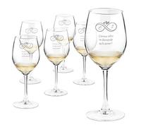 Maverton 6 Verres à Vin en Cristal - Verre gravé 350 ml - Ensemble de 6 Verres Personnalisés - Cadeau d’anniversaire pour chaque Couple - Le set pour parents - Aimer