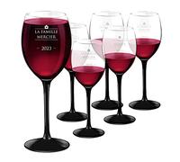 Maverton 6 Verres personnalisés pour couples mariés - Cadeau d’anniversaire personnalisé pour couples - Ensemble de verres à vin avec gravure - Jambe noire - Famille