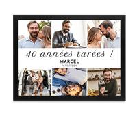 Maverton Affiche Décorative personnalisable pour homme - 33x43 - Collage photo imprimé avec cadre pour lui - papa - Portrait moderne original - Poster mural - anniversaire - Tarées
