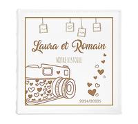 Maverton Album à 500 Photos avec couverture - cadeau personnalisé pour couples - Livre Photo pour parents - Album photo pochette livre en cuir blanc - cadeau anniversaire de mariage - notre histoire