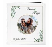 Maverton Album Photo à Personnaliser - Livre Photo avec la Couverture imprimée - Cadeau de Mariage - Album en Cuir blanc pour couples - Album pages noires pour parents - Photo 26