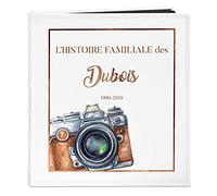 Maverton Album Photo à Personnaliser - Livre Photo avec la Couverture imprimée - Cadeau de Mariage - Album en Cuir blanc pour couples - Album pages noires pour parents - appareil photo