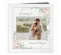 Maverton Album Photo à Personnaliser - Livre Photo avec la Couverture imprimée - Cadeau de Mariage - Album en Cuir blanc pour couples - Album pages noires pour parents - Photo 20