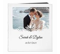 Maverton Album Photo à Personnaliser - Livre Photo avec la Couverture imprimée - Cadeau de Mariage - Album en Cuir blanc pour couples - Album pages noires pour parents - Photo 23