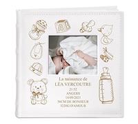 Maverton Album Photo Bebe à Personnaliser - Avec Poche Ouvrable sur la Couverture - Livre de naissance Cadeau d’anniversaire pour Enfants Album Photo 10x15 gravé pour bebe naissance