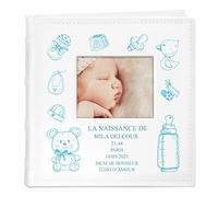 Maverton Album photo bébé à pochettes, Album Photo à personnaliser avec une poche ouvrable sur la couverture, Cadeau pour les petits, Livre photo de naissance imprimé - nounours