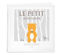 Maverton Album photo bébé à pochettes, Album Photo à personnaliser en cuir blanc, Cadeau d’anniversaire pour les petits, Livre photo de naissance imprimé - nounours