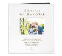 Maverton Album Photo en cuir blanc avec une poche ouvrable, Cadeau d’anniversaire pour chaque couple, Album sous forme de livre avec gravure - recette