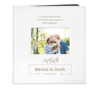 Maverton Album Photo en cuir blanc avec une poche ouvrable, Cadeau d’anniversaire pour chaque couple, Album sous forme de livre avec gravure - aimer
