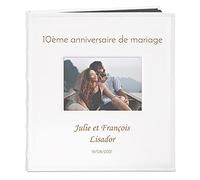 Maverton Album Photo en cuir blanc avec une poche ouvrable, Cadeau d’anniversaire pour chaque couple, Album sous forme de livre avec gravure - anniv de mariage