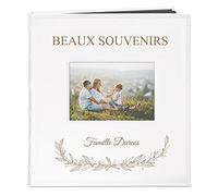 Maverton Album Photo en cuir blanc avec une poche ouvrable, Cadeau d’anniversaire pour chaque couple, Album sous forme de livre avec gravure - souvenirs