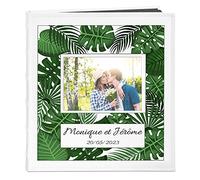 Maverton Album Photo en cuir blanc avec une poche ouvrable - Cadeau d’anniversaire - Pour couples - Album sous forme de livre - Album imprimé pour parents - Feuilles