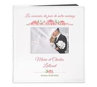 Maverton Album Photo en cuir blanc avec une poche ouvrable - Cadeau d’anniversaire - Pour couples - Album sous forme de livre - Album imprimé pour parents - Mariage