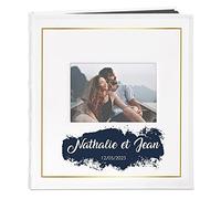 Maverton Album Photo en cuir blanc avec une poche ouvrable - Cadeau d’anniversaire - Pour couples - Album sous forme de livre - Album imprimé pour parents - Classique