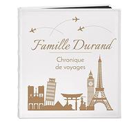 Maverton Album Photo en cuir blanc, Cadeau d’anniversaire pour chaque couple, Album sous forme de livre avec gravure, Album à coller pour famille - avion