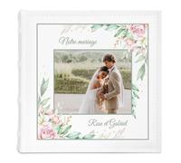 Maverton Album Photo pochette, Album Photo mariage à personnaliser en cuir blanc, Cadeau personnalisé pour chaque couple, Cadeau Photo Personnalisé - Livre photo imprimé pour les époux - notre mariage