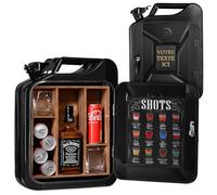 Maverton Bidon Mini Bar Personnalisé Jerry Can - Cadeau Homme Personnalisé - Jerrican pour Couple - Cadeau Anniversaire Femme - Porte-Boissons avec Menu des Shots et Plaque Gravée - Divers Motifs