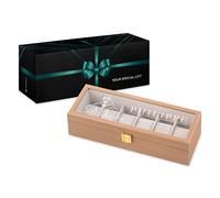 Maverton Boîte à 6 montres personnalisée en bois - 31 cm x 11 cm x 8 cm - Coffret pour une collection de montres - Cadeau pour collectionneurs - Pour homme - Mode