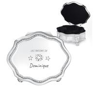 Maverton Boîte à Bijoux à personnaliser pour Femme et Fille - Coffret à trésors en Métal Argenté avec Gravure - Motif Antique Vintage Féminin - idée cadeau anniversaire - Noël - cadeau fille