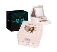 Maverton Boîte à bijoux avec miroir intérieur, Coffret rose à personnaliser, Présentoir à bijoux - cadeau personnalisé pour femmes - Photo 1