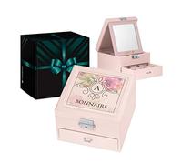 Maverton Boîte à Bijoux en Cuir Rose, Coffret avec Miroir Intérieur à Personnaliser, Présentoir à Bijoux - Cadeau Personnalisé pour Jeunes Filles - Cadeau Fille - Cadeau Femme - lettrine