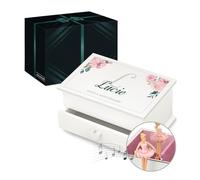 Maverton Boîte à Bijoux Musicale avec personnalisation pour jeune femme - Coffret en bois avec prénom - Organisateur décoratif pour fille - souvenir pour elle pour anniversaire - 18 ans
