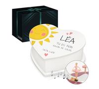 Maverton Boîte à Bijoux Musicale avec personnalisation pour petite fille - Coffret à trésors pour bébé - Rangement Bijoux pour filleule - pour premier anniversaire - baptême - rayon de soleil
