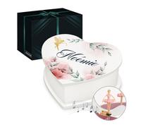 Maverton Boîte à Bijoux Musicale avec personnalisation pour petite fille - Coffret à trésors pour bébé - Rangement Bijoux pour filleule - pour premier anniversaire - baptême - prénom en italique