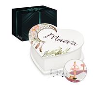Maverton Boîte à Bijoux Musicale avec personnalisation pour petite fille - Coffret à trésors pour bébé - Rangement Bijoux pour filleule - pour premier anniversaire - baptême - attrape-rêves