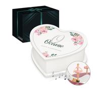 Maverton Boîte à Bijoux Musicale avec personnalisation pour petite fille - Coffret à trésors pour bébé - Rangement Bijoux pour filleule - pour premier anniversaire - baptême - 18 ans