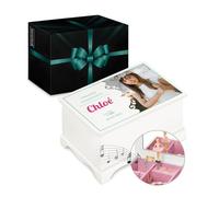 Maverton Boîte à Bijoux Musicale personnalisée avec ballerine - 17x11x9 Coffret à trésors avec impression pour petite fille - pour premier anniversaire - baptême - deco - cadeau photo communion
