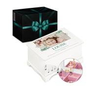 Maverton Boîte à Bijoux Musicale personnalisée avec ballerine - 17x11x9 Coffret à trésors avec impression pour petite fille - pour premier anniversaire - baptême - deco - cadeau communion