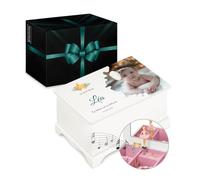 Maverton Boîte à Bijoux Musicale personnalisée avec ballerine - 17x11x9 Coffret à trésors avec impression pour petite fille - pour premier anniversaire - baptême - deco - pureté