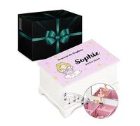 Maverton Boite a Bijoux Musicale personnalisée avec ballerine - 17x11x9 Coffret à trésors avec impression - Cadeau fille - Boite Rangement Bijoux - Cadeau Bapteme Fille - Bapteme