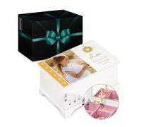 Maverton Boîte à Bijoux Musicale personnalisée avec ballerine - 17x11x9 Coffret à trésors avec impression pour petite fille - pour premier anniversaire - baptême - deco - photo Première Communion