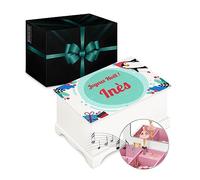 Maverton Boîte à Bijoux Musicale personnalisée avec ballerine - 17x11x9 Coffret à trésors avec impression pour petite fille - pour premier anniversaire - baptême - deco - Joyeux Noël