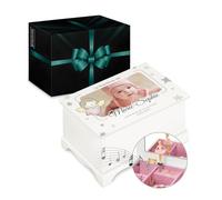 Maverton Boîte à Bijoux Musicale personnalisée avec ballerine - 17x11x9 Coffret à trésors avec impression pour petite fille - pour premier anniversaire - baptême - deco - photo de baptême