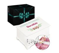 Maverton Boîte à Bijoux Musicale personnalisée avec ballerine - 17x11x9 Coffret à trésors avec impression pour petite fille - pour premier anniversaire - baptême - deco - Communion