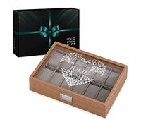 Maverton Boîte à Montres personnalisée - Coffret de rangement pour 12 montres - Couvercle avec gravure - Cadeau d’anniversaire pour chaque femme - 12 coussins amovibles - Cœur